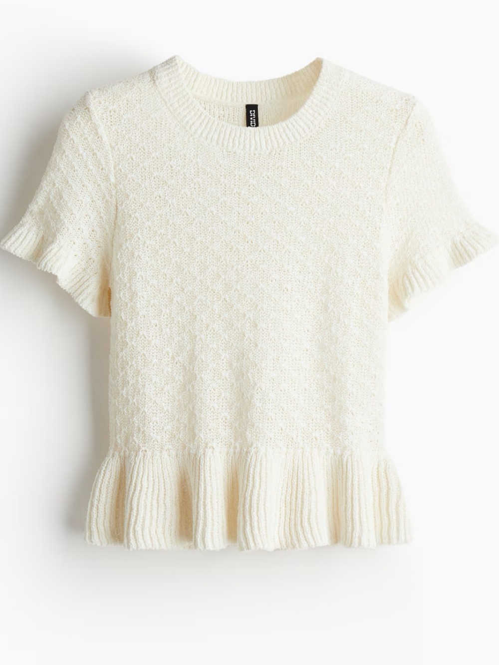 H&M Open-Weave Crewneck Sweater in Off-White